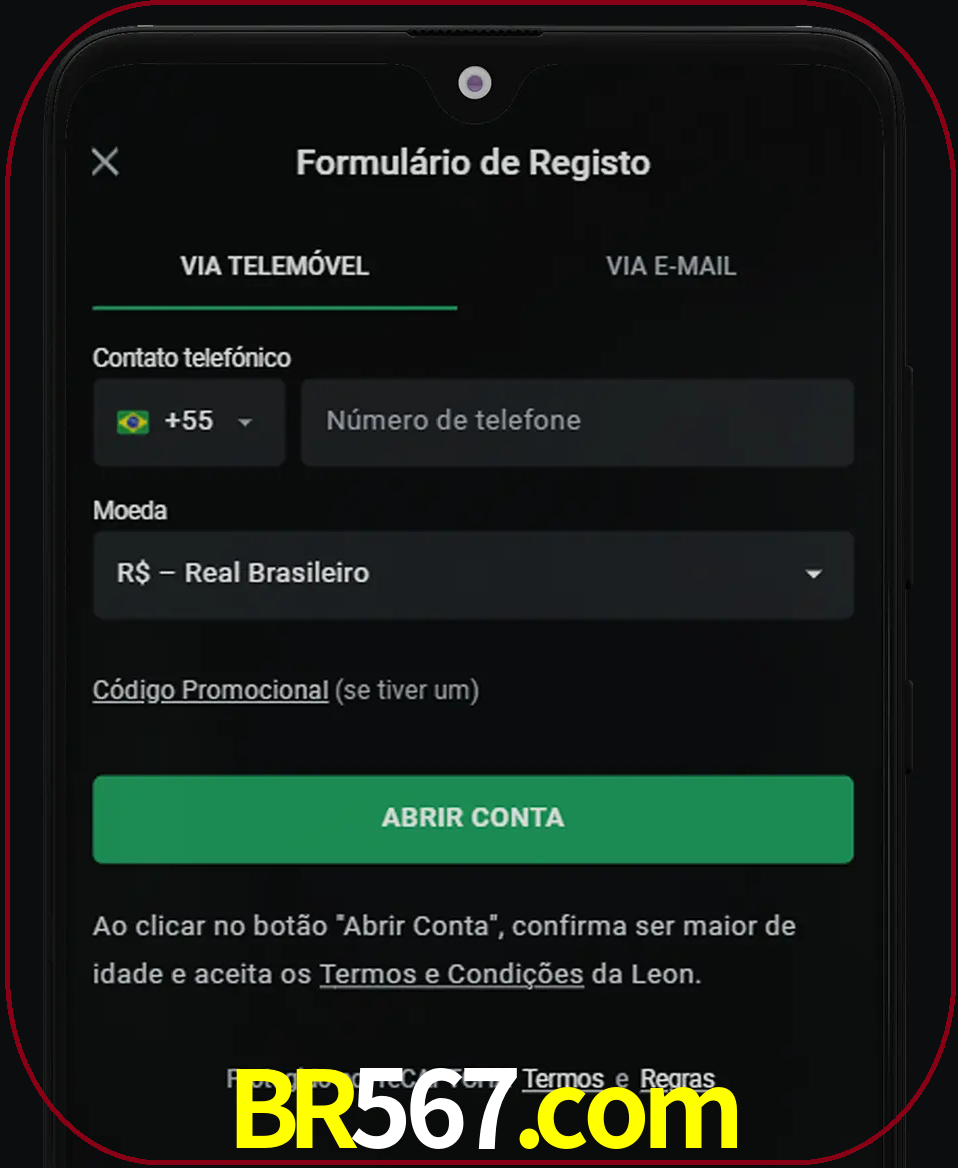 Abra o aplicativo e inicie o processo de registro.