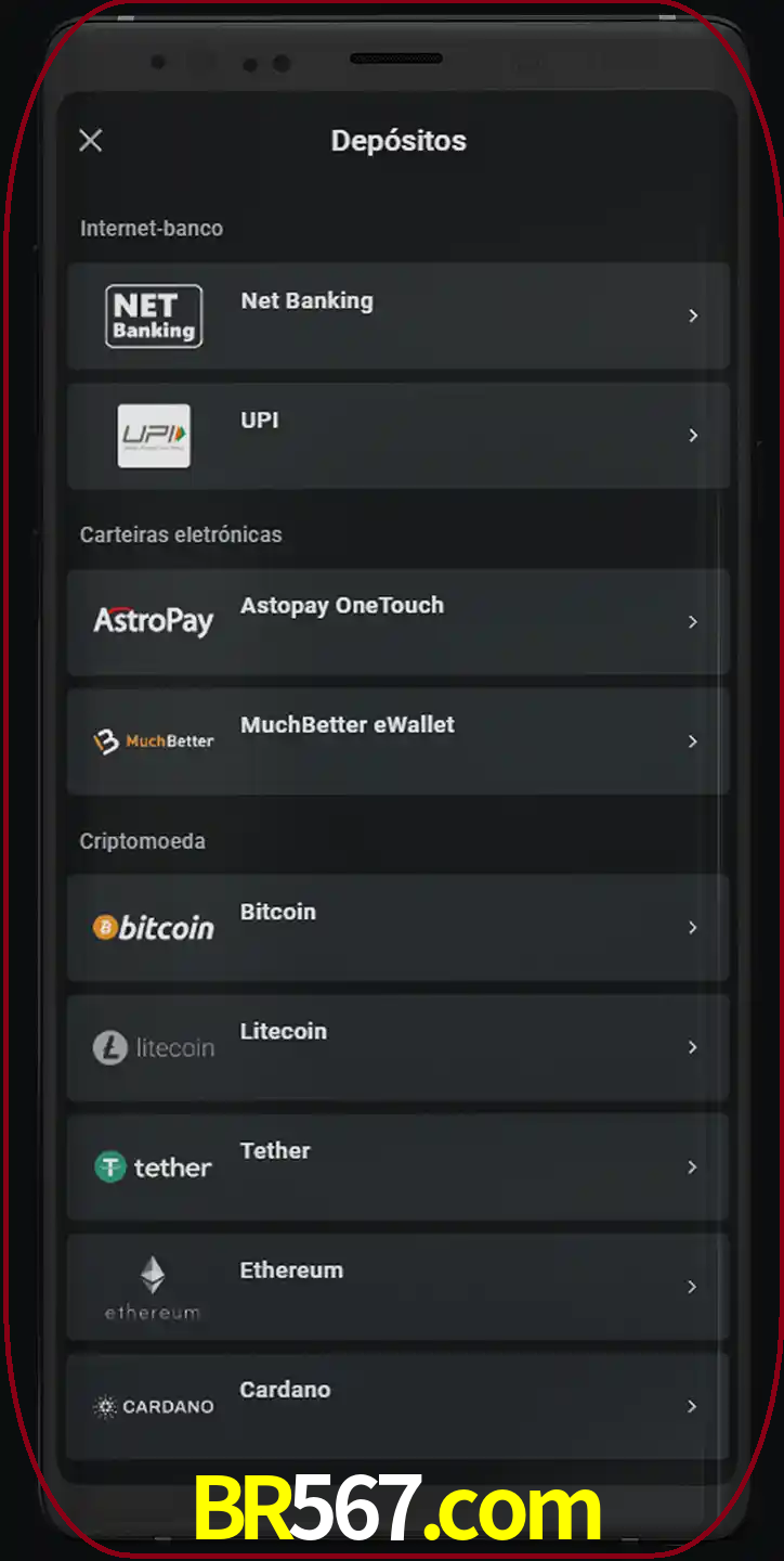 Você pode usar métodos alternativos de depósito.